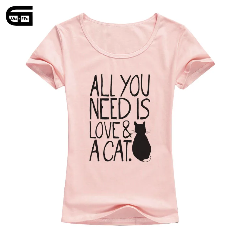 Все, что вам нужно, это футболка с надписью Love and A Cat, Женская мода, Харадзюку кавайные топы, Хлопковые женские летние футболки B189