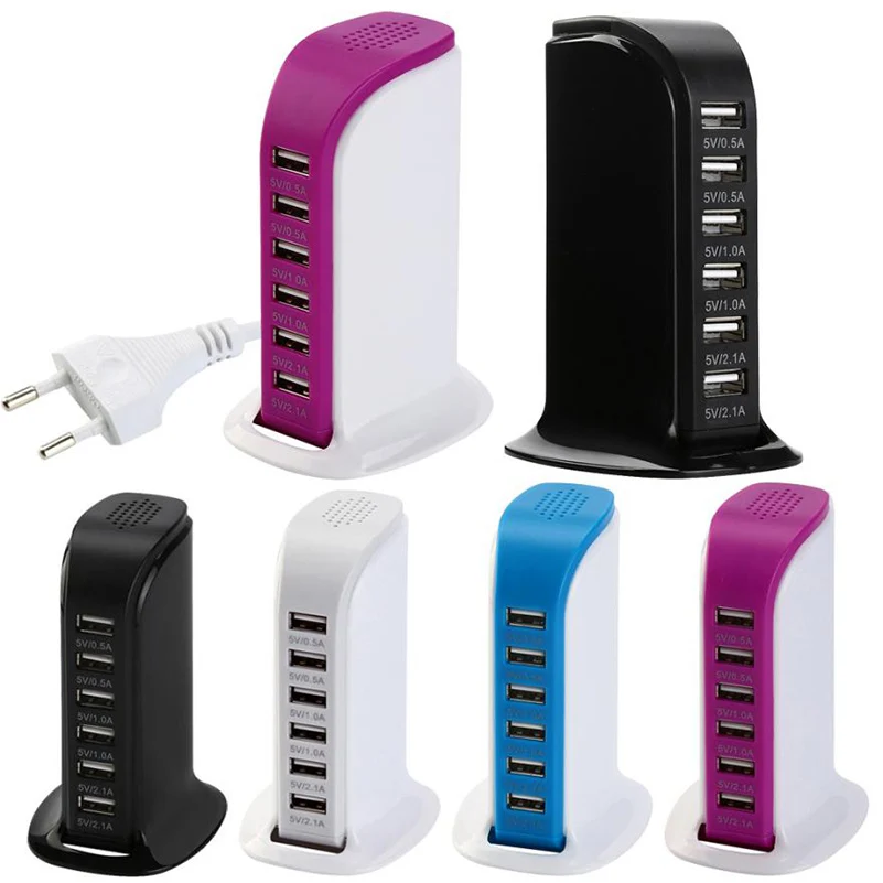 USB Зарядная станция Hub 30W 6 портов Зарядное устройство для стены Портативное путешествие настольный для iPhone iPad Samsung Мобильные телефоны