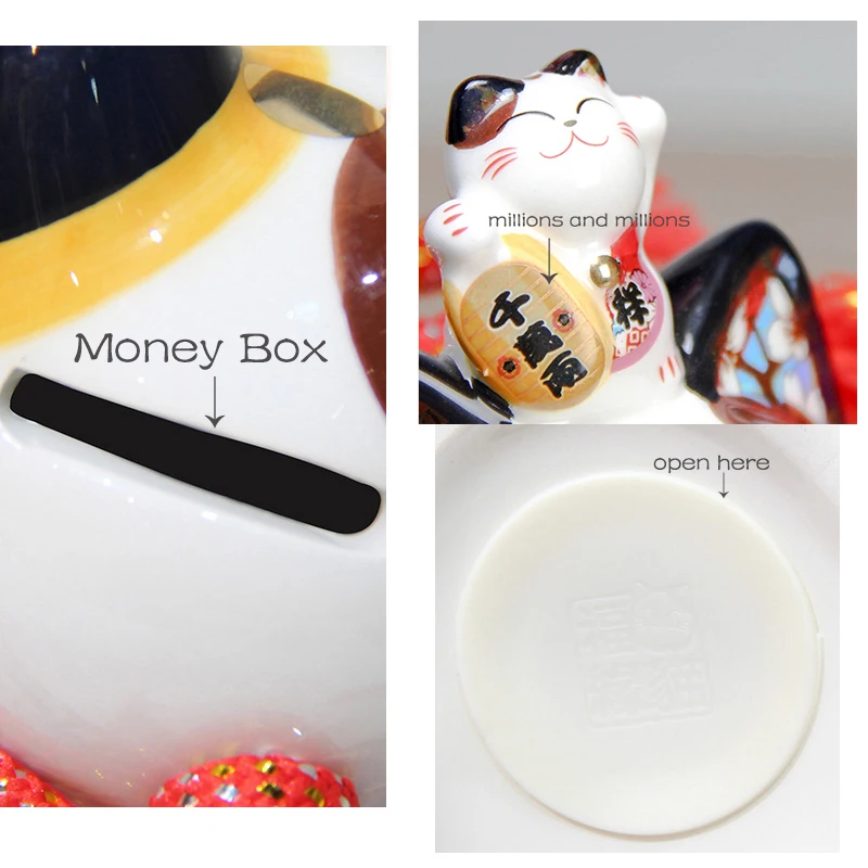 Японская керамическая кошечка Maneki Neko Lucky Cat длинный хвост Фортуны фэн шуй ремесло