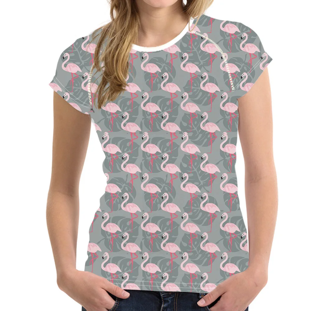 Футболка NOISYDESIGNS Flamingos летняя женская футболка из спандекса с коротким