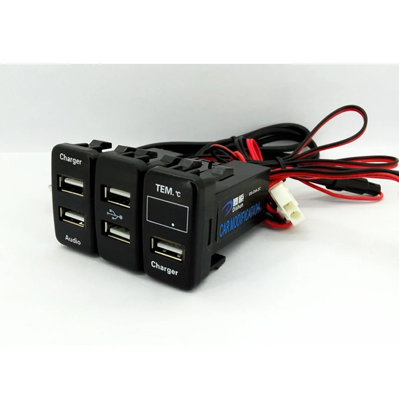 USB зарядное устройство аудиоразъем индикатор напряжения температуры для Toyota PRADO