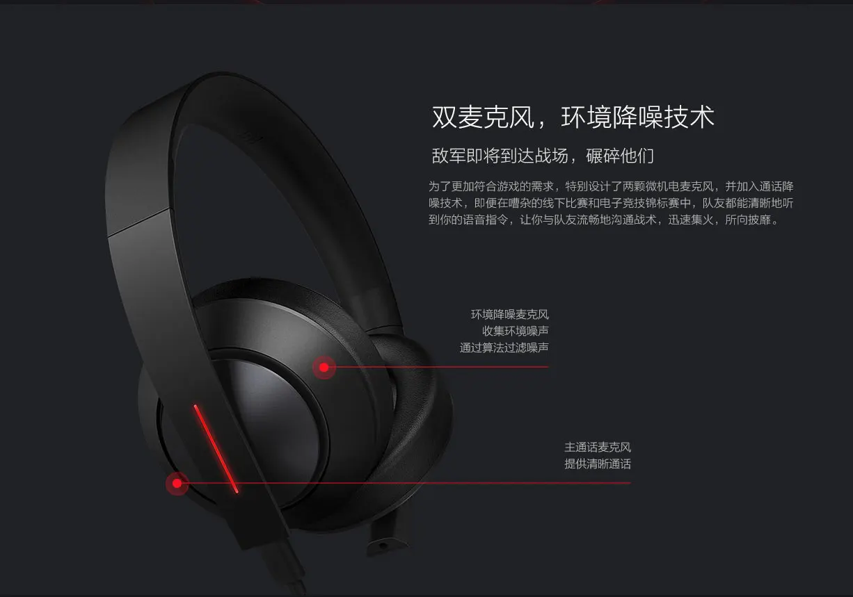 Оригинальная игровая гарнитура xiaomi, стерео светодиодный яркий световой эффект, инновационный громкоговоритель двойной микрофон, снижение шума окружающей среды
