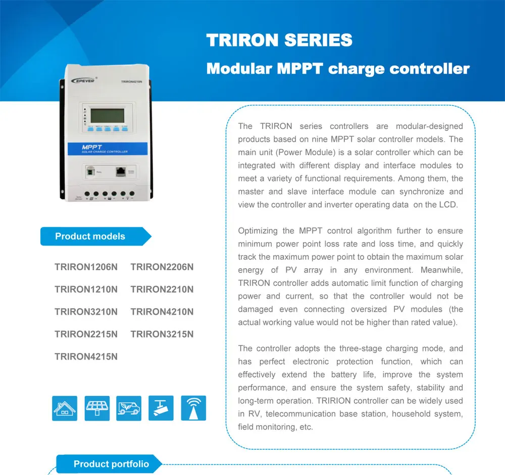TRIRON USB1 DS1 со слежением за максимальной точкой мощности, 40A 30A 20A 10A за максимальной точкой мощности, Солнечный Контроллер заряда 12V 24V черные хромовые автомобильные-светильник ЖК-дисплей модульный солнечный регулятор