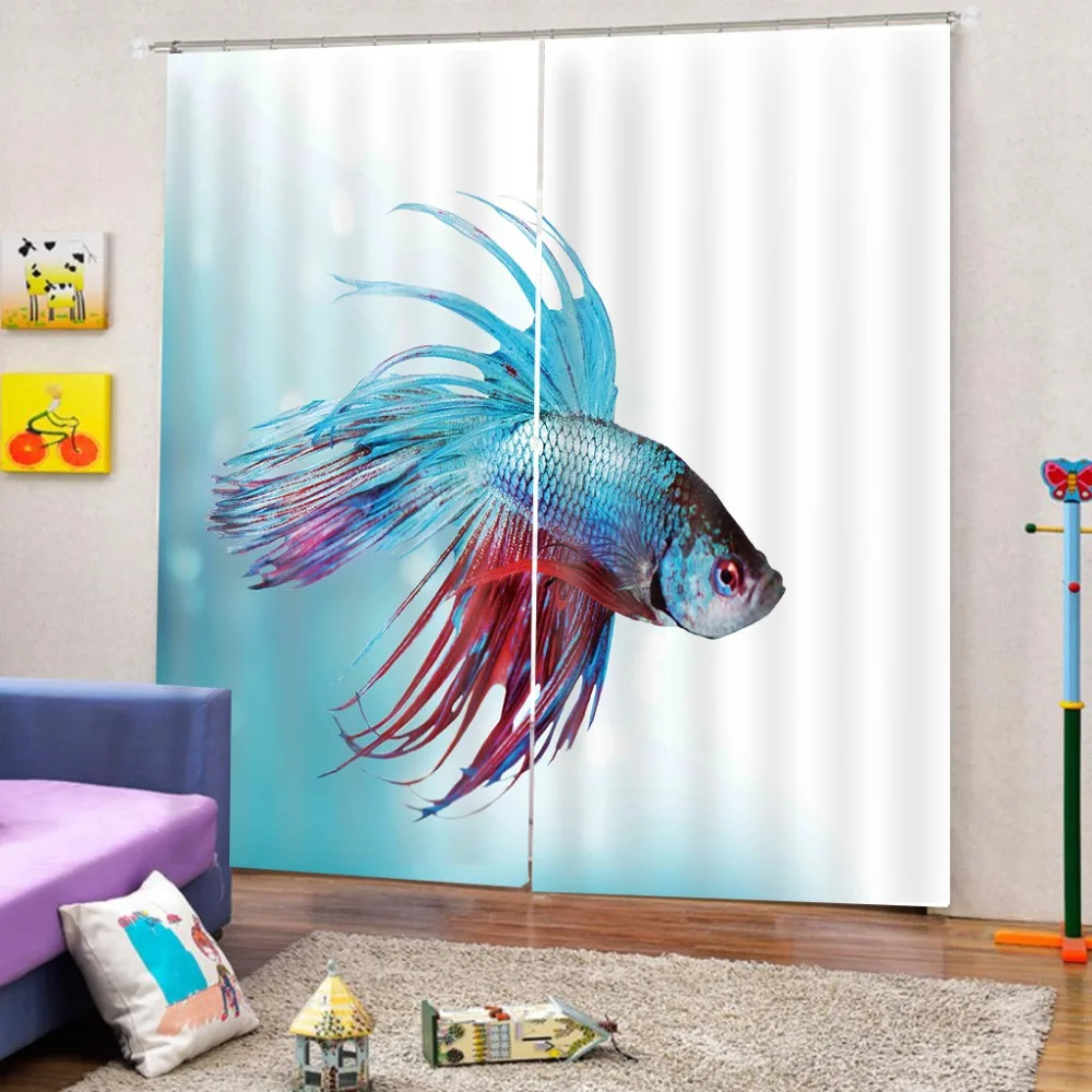 Роскошные занавески в виде рыбы для гостиной 3D спальни кухни современные оконные