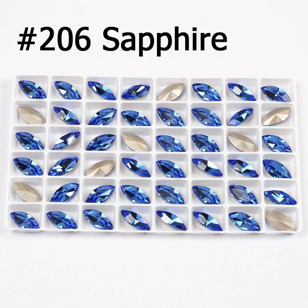 Sapphire Стразы с блестящими кристаллами, Пришивные, с когтями, Наветт, сделай сам, цветные стразы, платье, Необычные стразы из камня, стекло, для ювелирных изделий, одежда - Цвет: Sapphire