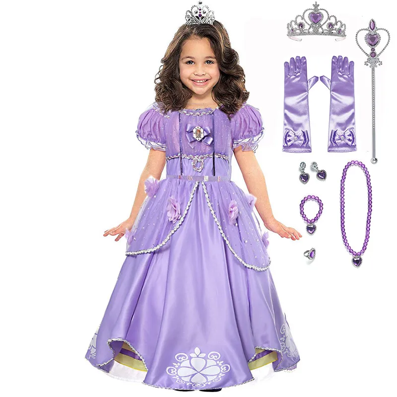 Sofia Dress Set-3 PaMaBa/костюм Софии для девочек; Детские платья принцессы Софии для костюмированной вечеринки на Хэллоуин; Детская летняя одежда; вечерние платья - Цвет: Sofia Dress Set-3
