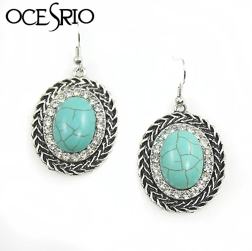 Тибетские посеребренные винтажные зеленые серьги с камнем модные ювелирные