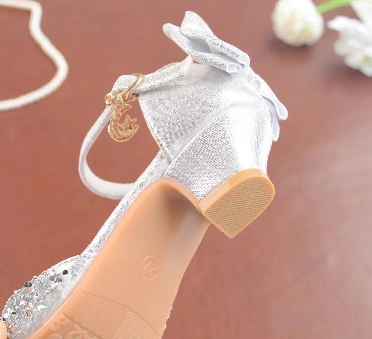 2019 новое платье принцессы для девочек Сандалии детей с украшением в виде банта из