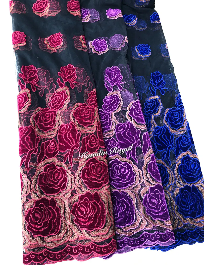 5 ярдов бархатная Тюлевая кружевная африканская французская ткань большая