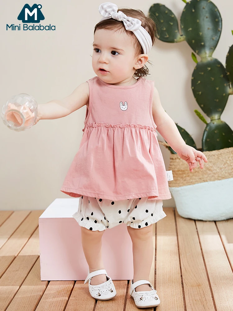 Комплекты одежды из хлопка для девочек Mini balabalaBaby летняя одежда двух предметов