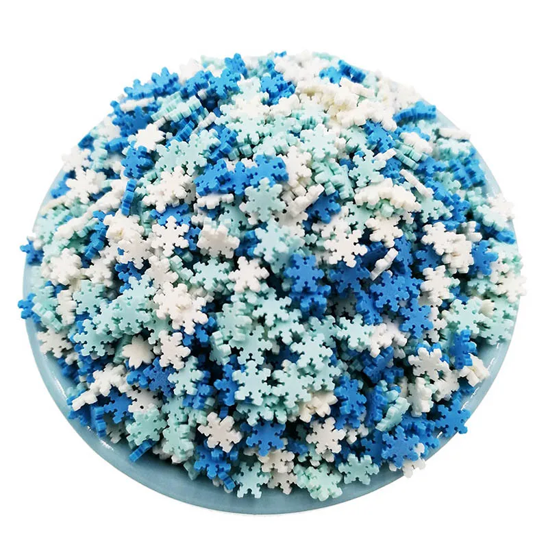 Snowflake 50 г/лот, полимерная мягкая глина, разбрызгивает сердце, пять звезд, снежинки, бант, конфеты, разбрызгивает для поделок, сделай сам, для изготовления слайма, для ногтей, ломтики - Цвет: Snowflake