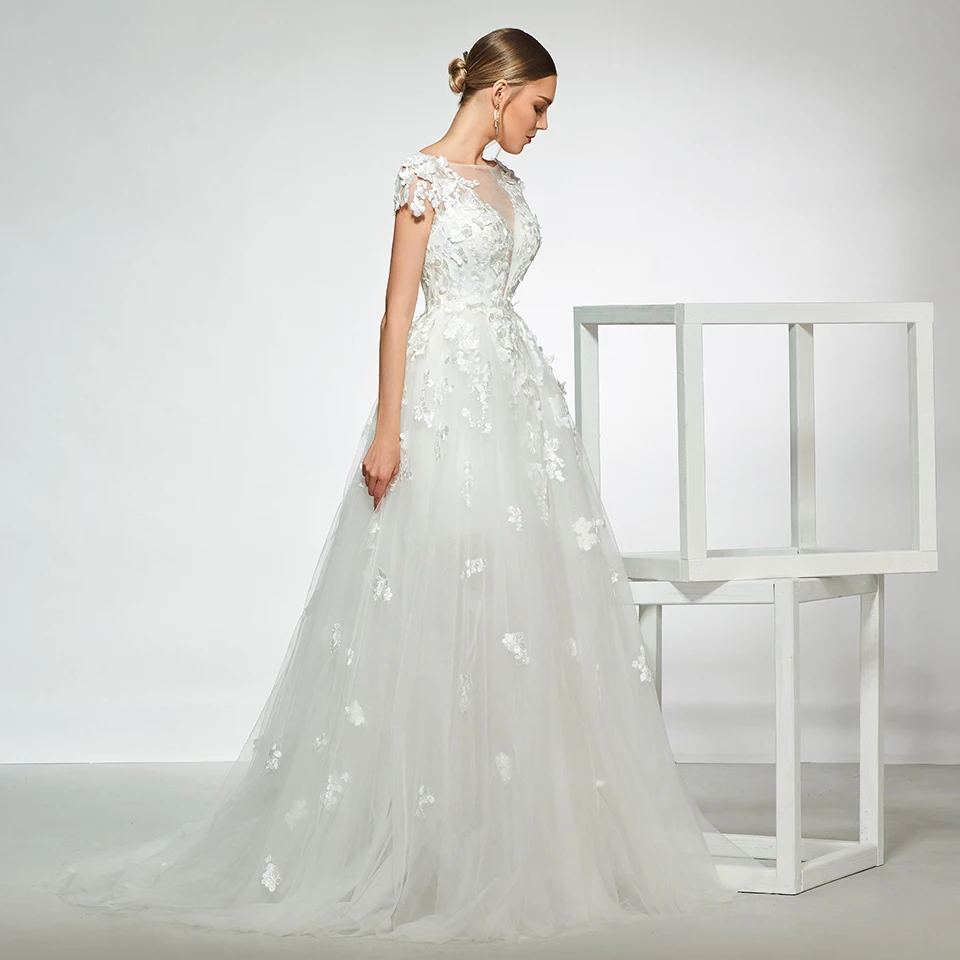 Женское свадебное платье элегантное ТРАПЕЦИЕВИДНОЕ ПЛАТЬЕ С глубоким вырезом и