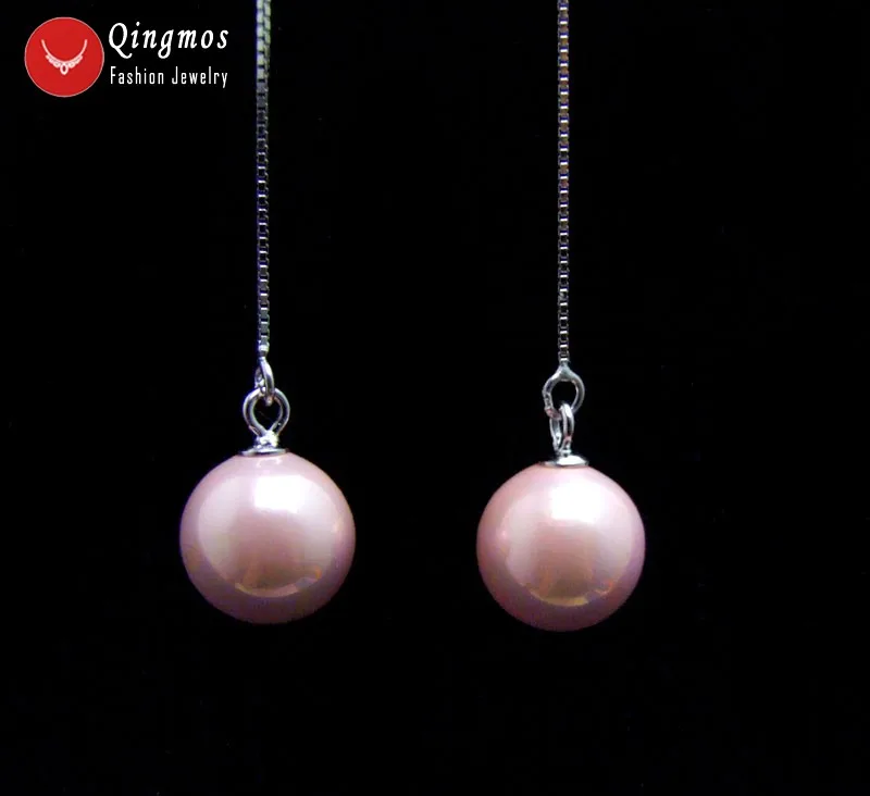 Женские серьги подвески Qingmos из настоящего стерлингового серебра S925 круглые с