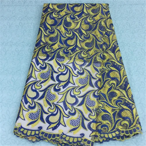 Великолепные цвета фуксии цветок дизайн африканская кружевная ткань с бисером