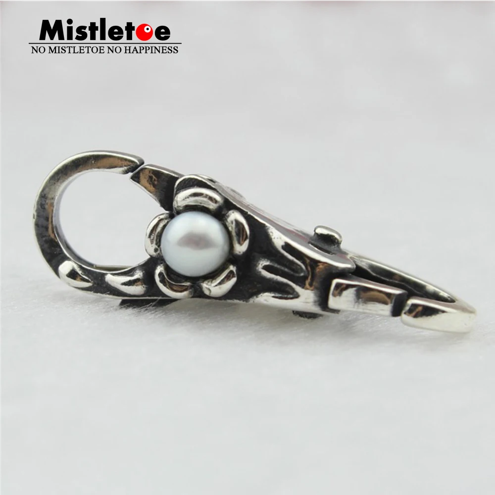 Mistletoe Genuine 925 Sterling Silver White Pearl Lock Lobster Clasp Fit European Troll Bracelet Jewelry | Украшения и аксессуары