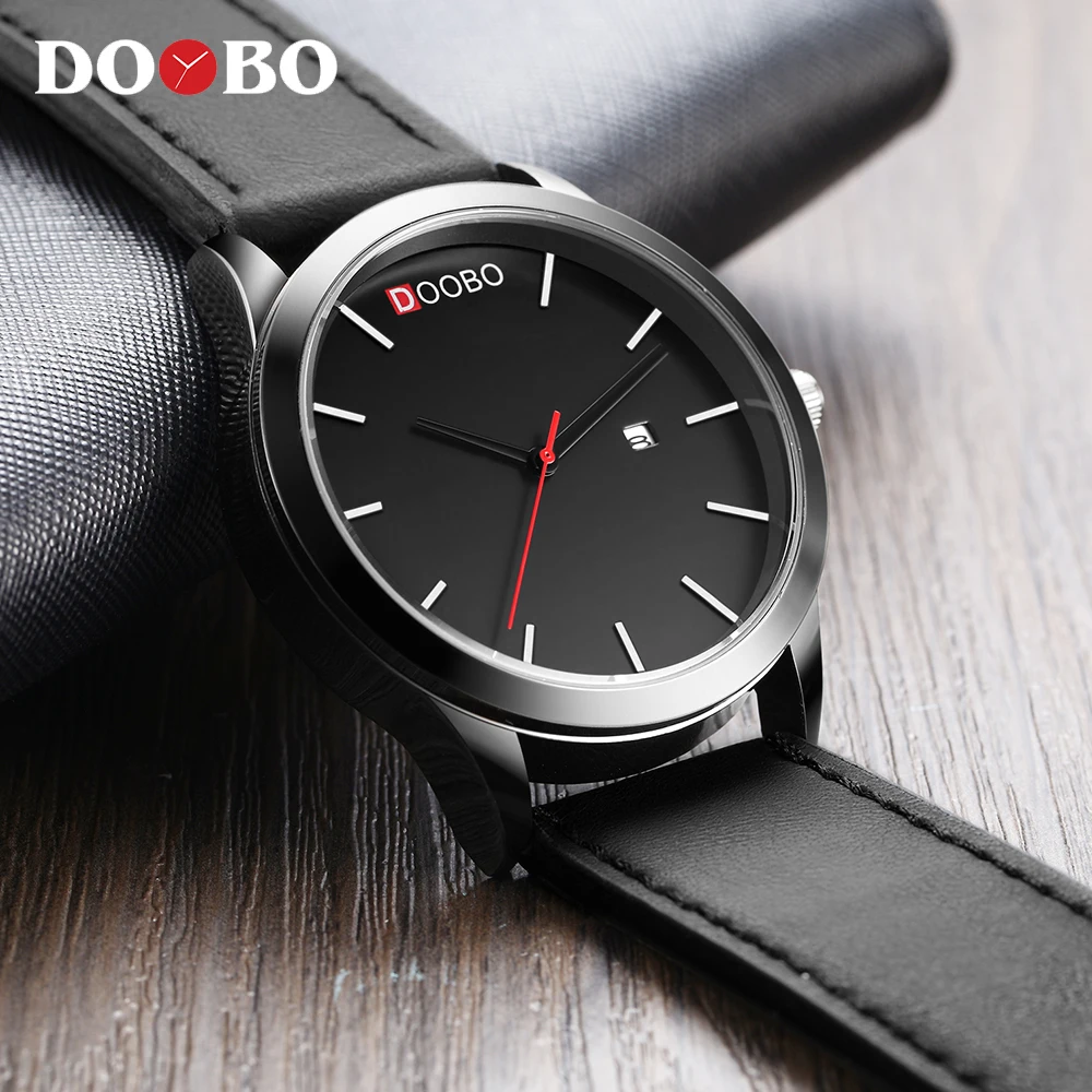 DOOBO модные роскошные Брендовые мужские часы дата коричневый кожаный ремешок