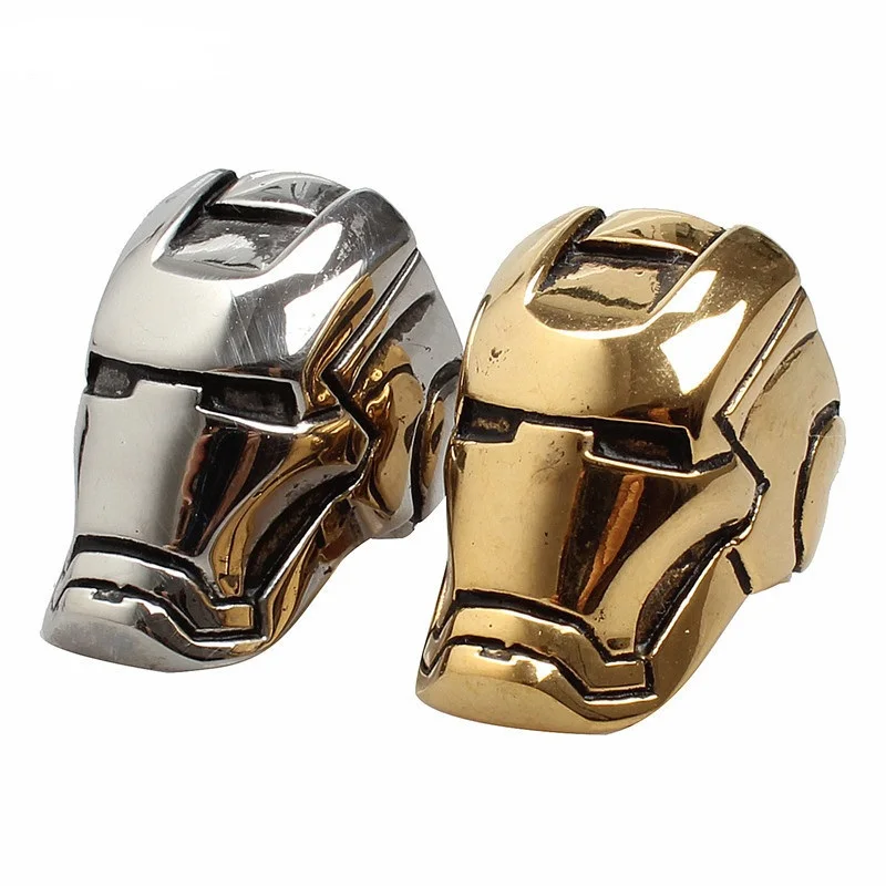 

Europe jewelry wholesale Iron Man helmet mask titanium steel rings