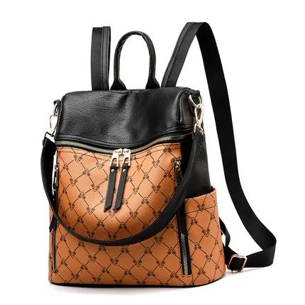 Новое поступление Mochila Feminina, женский рюкзак из искусственной кожи, Ретро стиль, женские школьные сумки с широким ремешком для девочек-подростков, дорожные сумки через плечо - Цвет: Orange