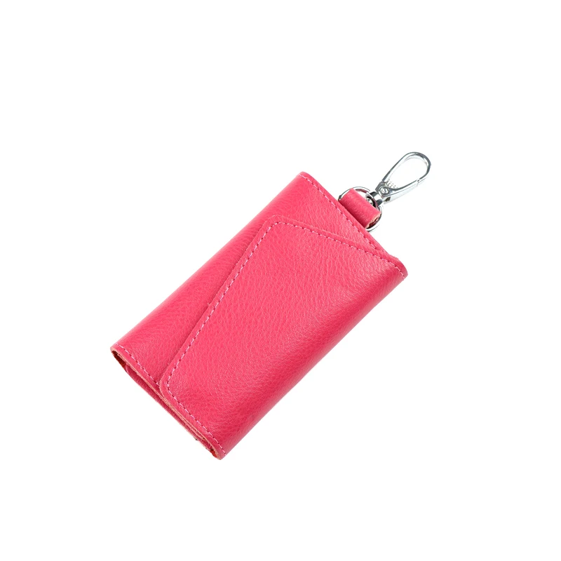 Rose color Держатель для ключей, кошелек, модный для мужчин и женщин, натуральная кожа, органайзер для ключей, кошелек, многофункциональный чехол, ключница, держатели, 6 ключей - Цвет: Rose color