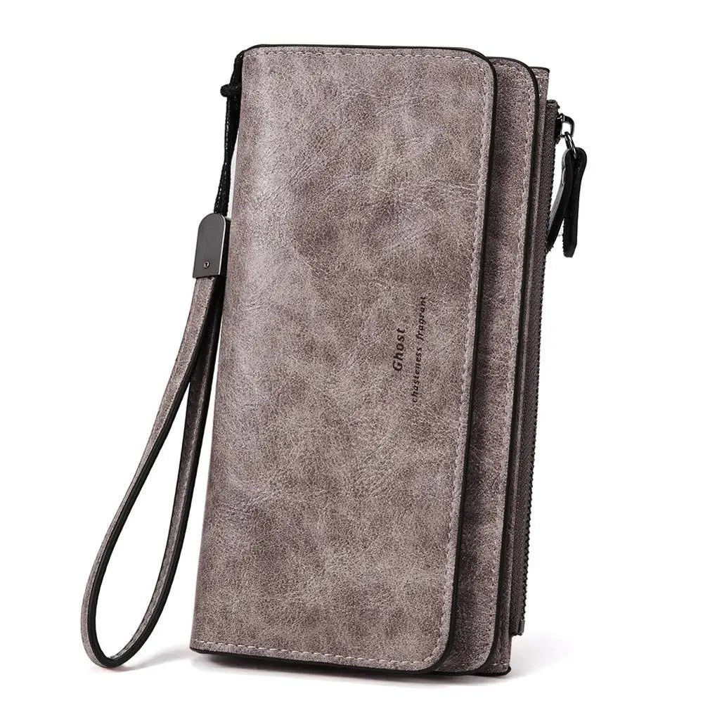 grey CHALLEN Длинный кошелек женские кошельки Портмоне из искусственной кожи держатель для карт женские кошельки высокого качества клатч сумка для денег Carteras - Цвет: grey