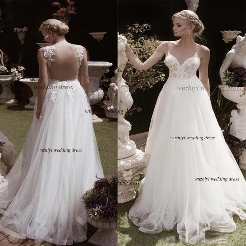 

wuzhiyi wedding dress sleevesless robe de soiree boda Sexy V neck long vestido de noiva removable shoulder China factory dress
