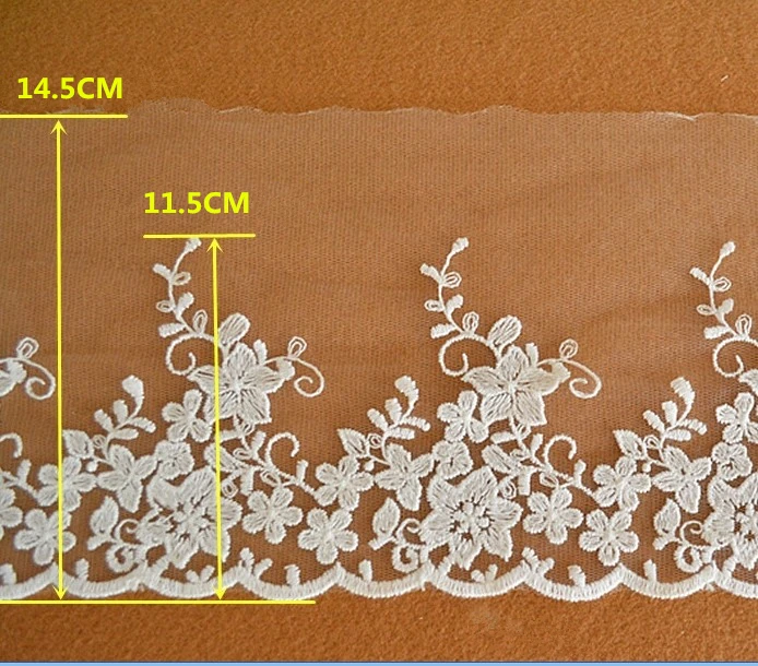 5 ярдов/партия кружевная ткань из белого хлопка ширина 14 см|embroidered lace|lace fabricembroidered