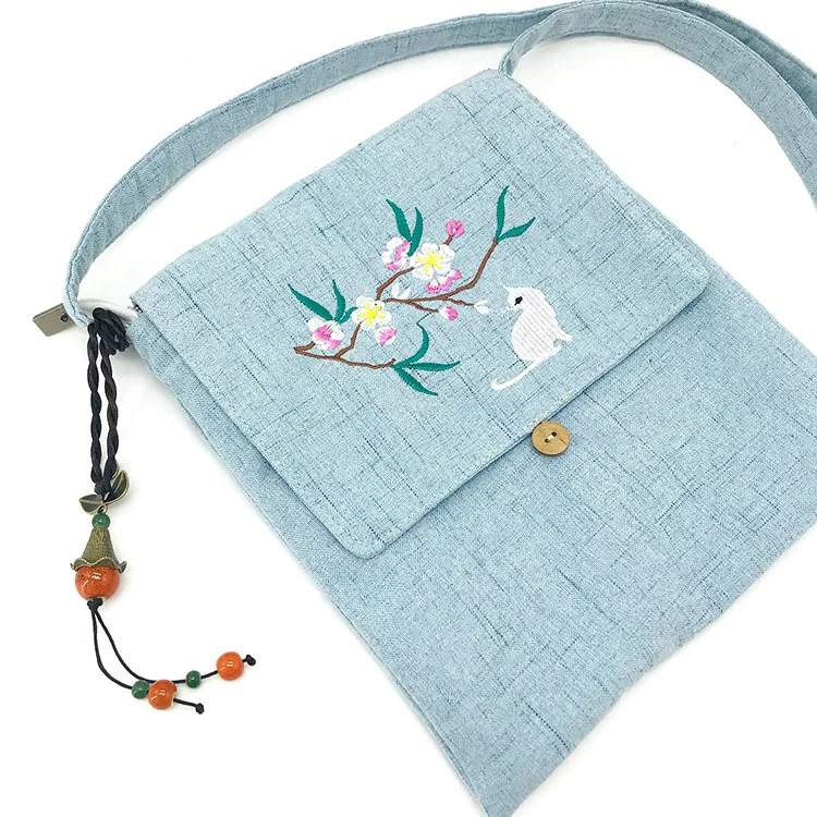 Сумка-мессенджер из хлопка и льна для женщин Повседневная Дамская сумочка на