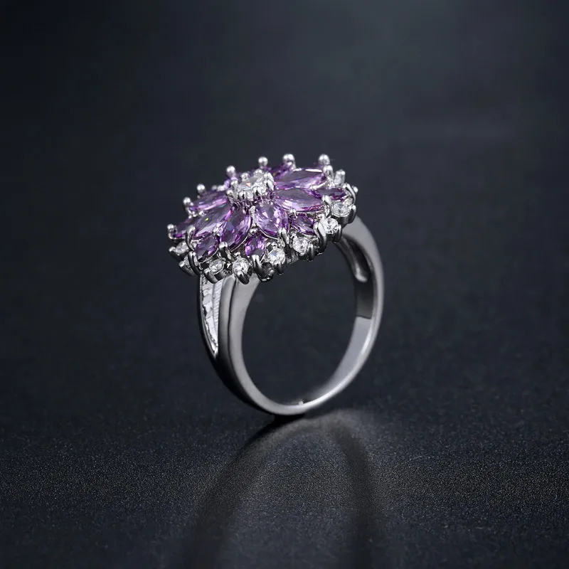 Мода 2017 г. цветок Форма фиолетовый Кольца для Для женщин Размеры 7/8/9 дамы любят
