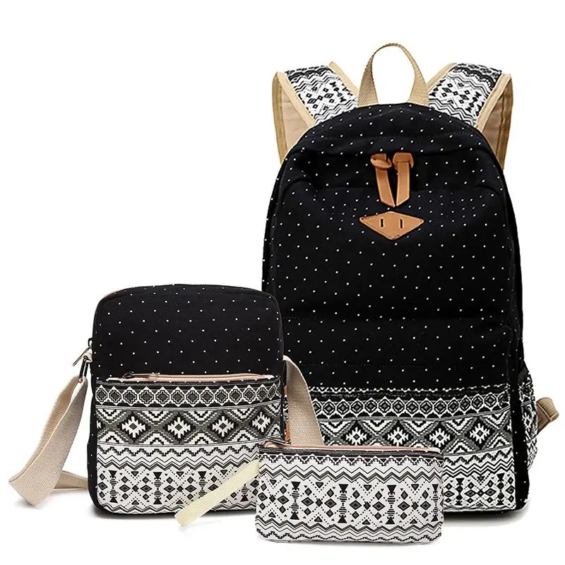 black K41 Девочки школьные детские рюкзаки модный школьный рюкзак для девочек-подростков 3 шт./компл. высокое качество холст школьный ранец mochila Infantil - Цвет: black K41