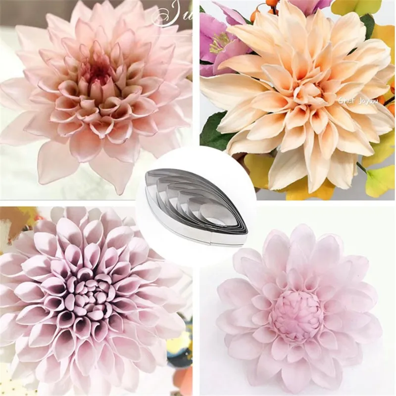 TTLIFE 6 шт. лепесток георгина из нержавеющей стали цветок конфеты печенье формочки для печенья торт с помадной глазурью, поделки из сахара инструмент для украшения выпечки формы