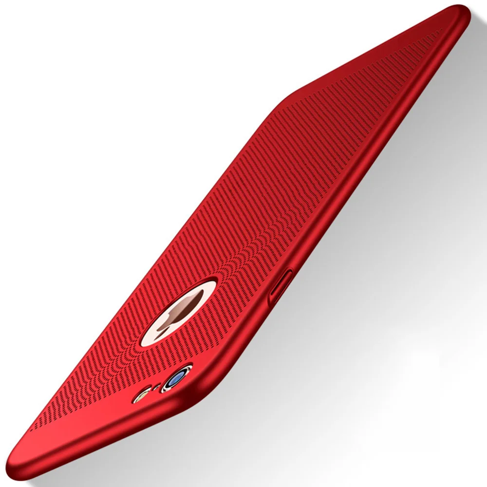 SIXEVE Тонкий чехол для мобильного телефона чехол для iPhone 5 5S SE 6 s 6s 7 8 Plus X 10 6Plus 6s Plus 7Plus 8 Plus роскошный дышащий жесткий чехол - Цвет: Красный