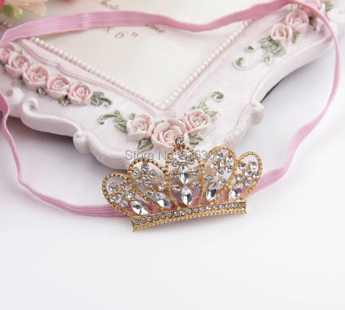 Newborn Bebes Gold Silver color Tiara with Elastic Headbands Baby girls Crystal Diamond Crown hairbands Children headwear | Детская