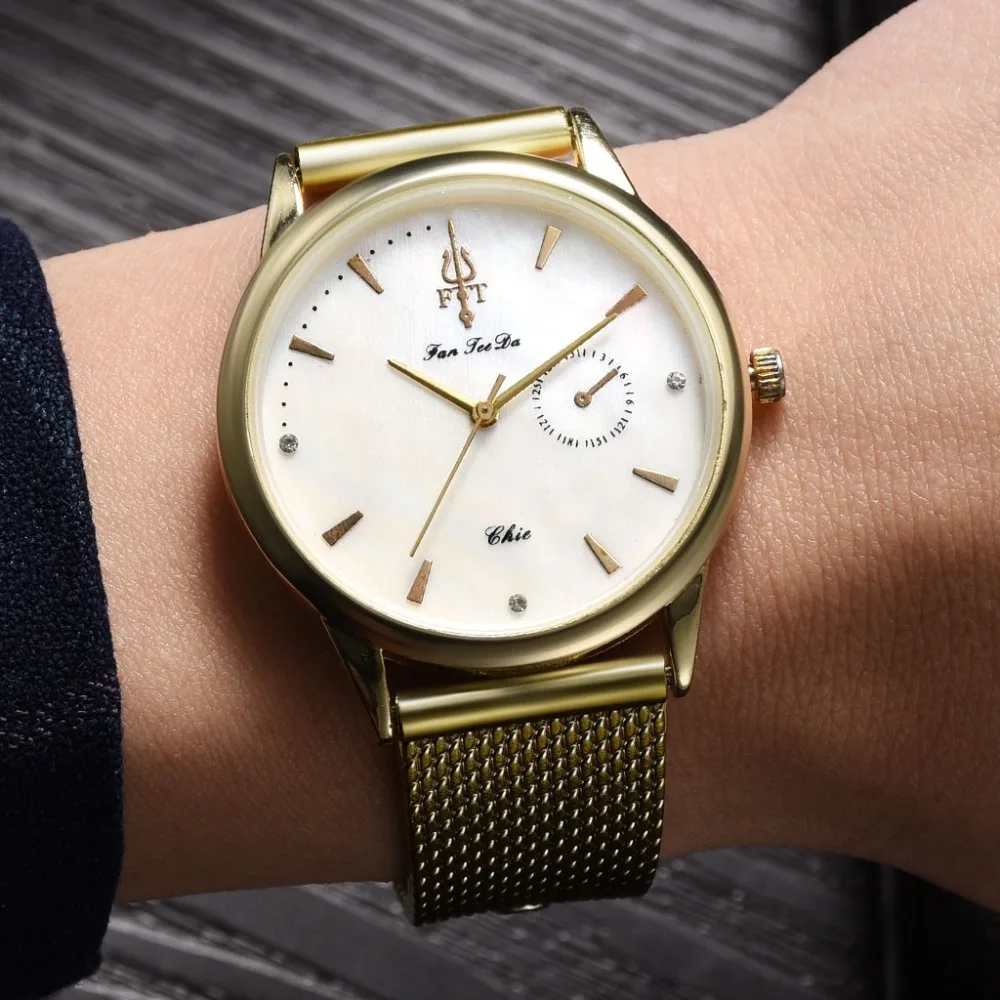 Модные роскошные часы с инкрустацией мужские из нержавеющей стали двойным