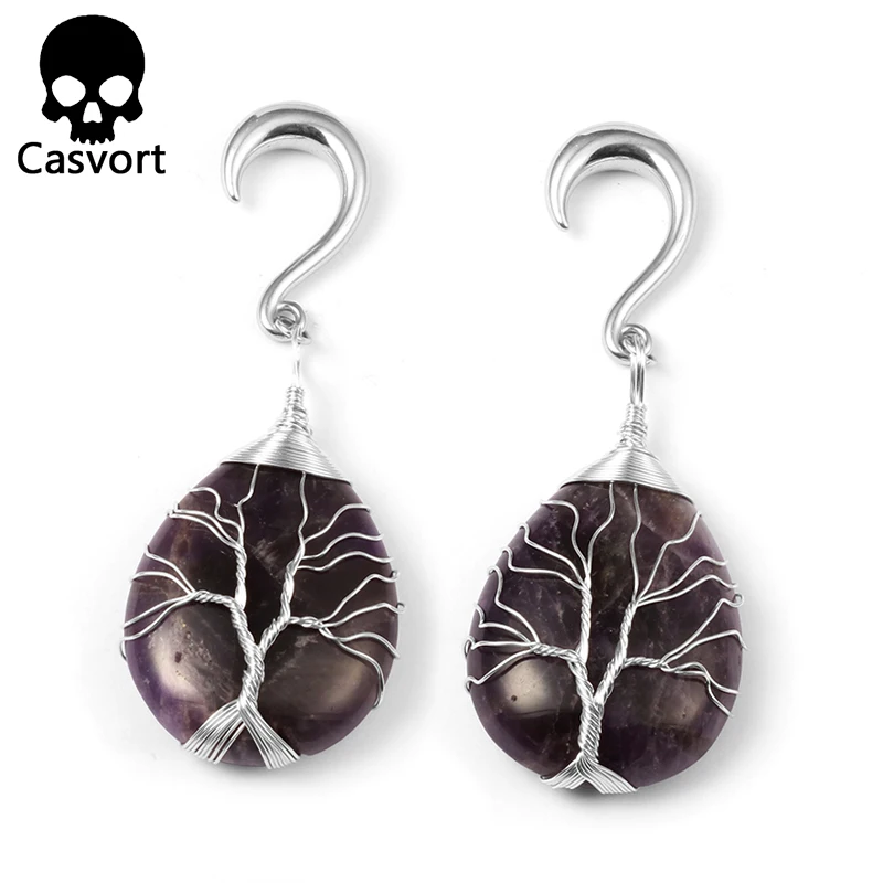 Casvort новые Заглушки для ушей из натурального камня Висячие туннели нержавеющей