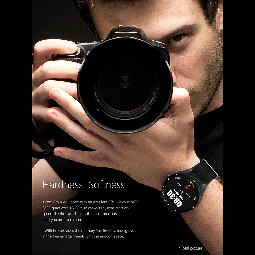Смарт-часы KINGWEAR KW88 Pro gps для мужчин и женщин с оперативной памятью 1 Гб ПЗУ 16 Гб MTK6580 носимые устройства Android 7,0 камера 3g Smartwatch телефон
