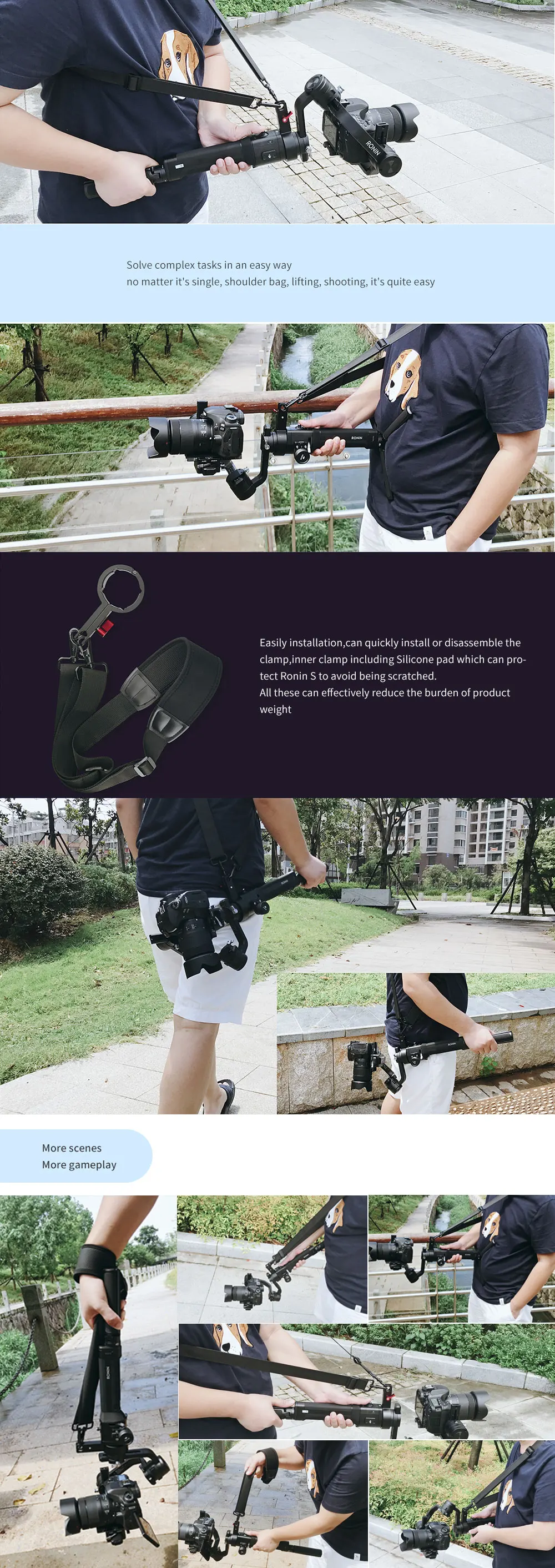 ЦФ цифровой фотосъемки подходит RS-ST01 DJI Ronin S аксессуар Gimbal аксессуары 3-осевой и портативный монопод с шарнирным замком Стабилизатор Ручной выпуск плечевой ремень