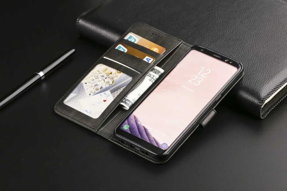 Роскошный кожаный чехол-книжка с магнитным отделением для карт для samsung S10 S10e S9 S8 S7 S6 Edge Plus Note 8 9 S10 Lite чехол-кошелек для телефона