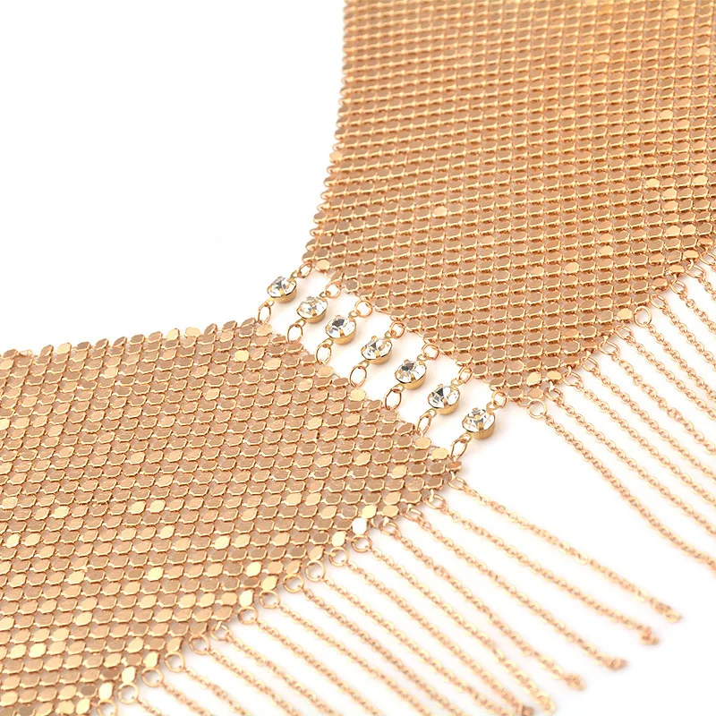 Punk Luxury Metal Halter Sling Bra Smock Adjustable Handmade Tassel Fashion Camis Summer Beach Tops For Woman Gift Hot | Женская одежда