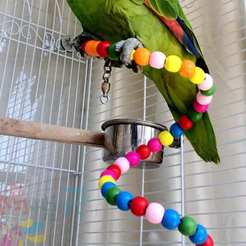 Разноцветные деревянные Лестничные Качели Упражнение Радуга попугай Parakeet лестница хомяк игрушечный бисер Попугай Птицы игрушки клетка украшение