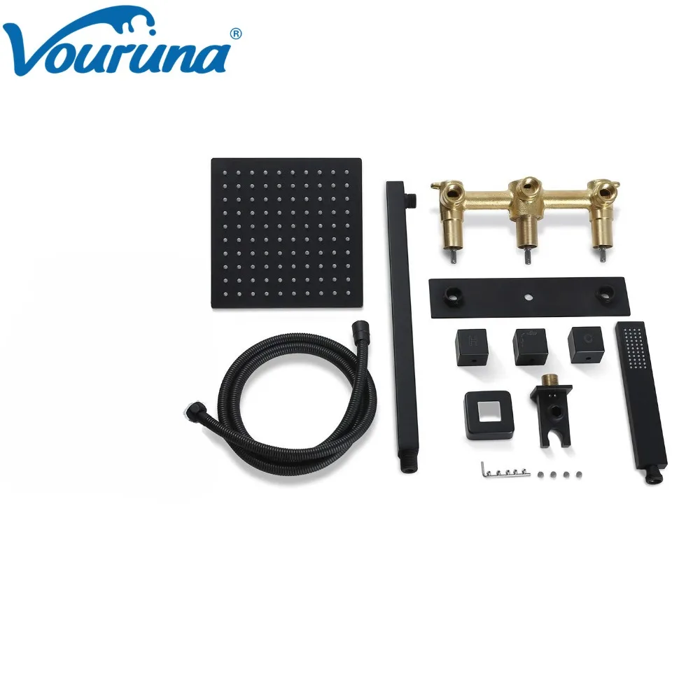 Душевая система VOURUNA 8 дюймов дождевой смеситель для ванной комнаты