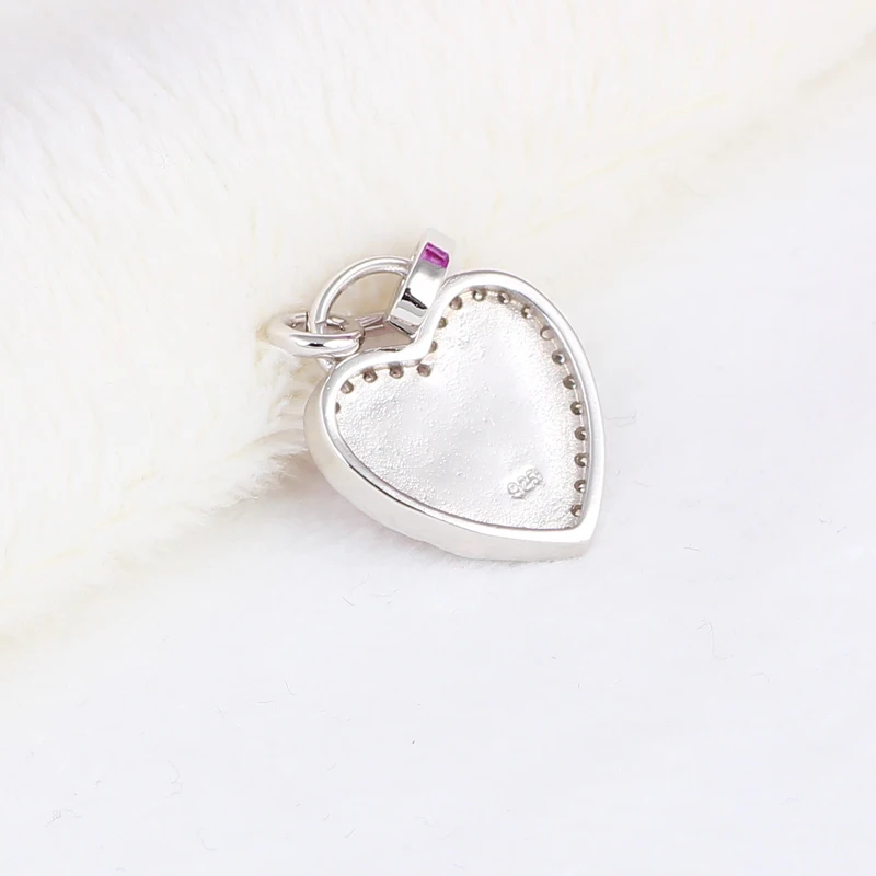 Charming Heart Key Design Stamped Silver High Quality Necklace Pendants Purple Fire Opal Zirconia Fashion Jewelry OP586A | Украшения и