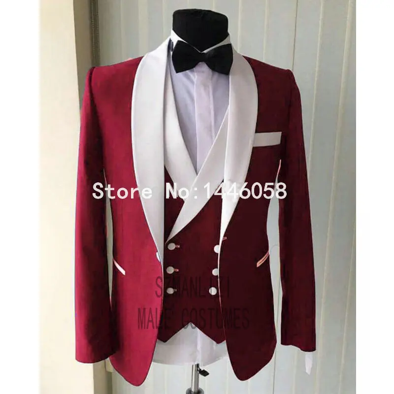 as picture Slim Fit мужские белые костюмы жениха 3 шт. торжественное платье свадебный мужской костюм набор Мужские свадебные костюмы смокинг для шафера, жениха - Цвет: as picture