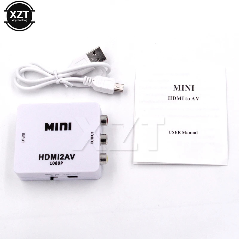 Мини HD переключатель адаптер HDMI совместимый 1080P 2AV поддержка NTSC PAL выход к RCA AV/CVSB L/R