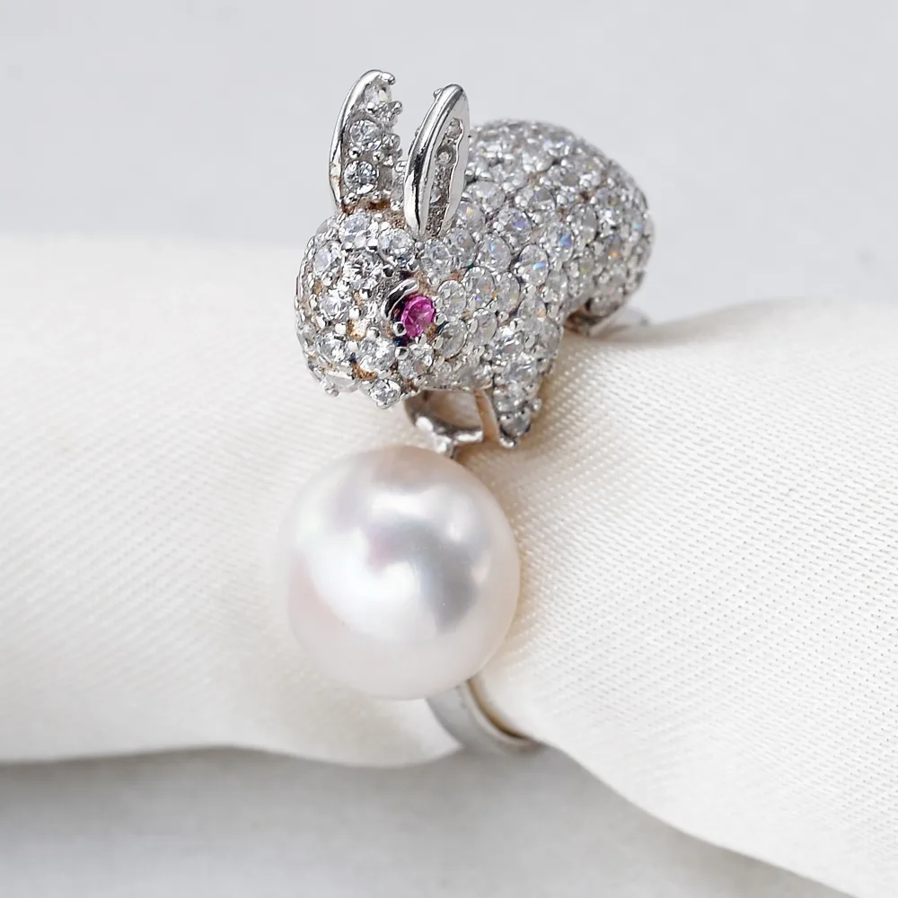 Кольцо с кроликом для женщин кольцо вечеринок из серебра 925 пробы кубическим