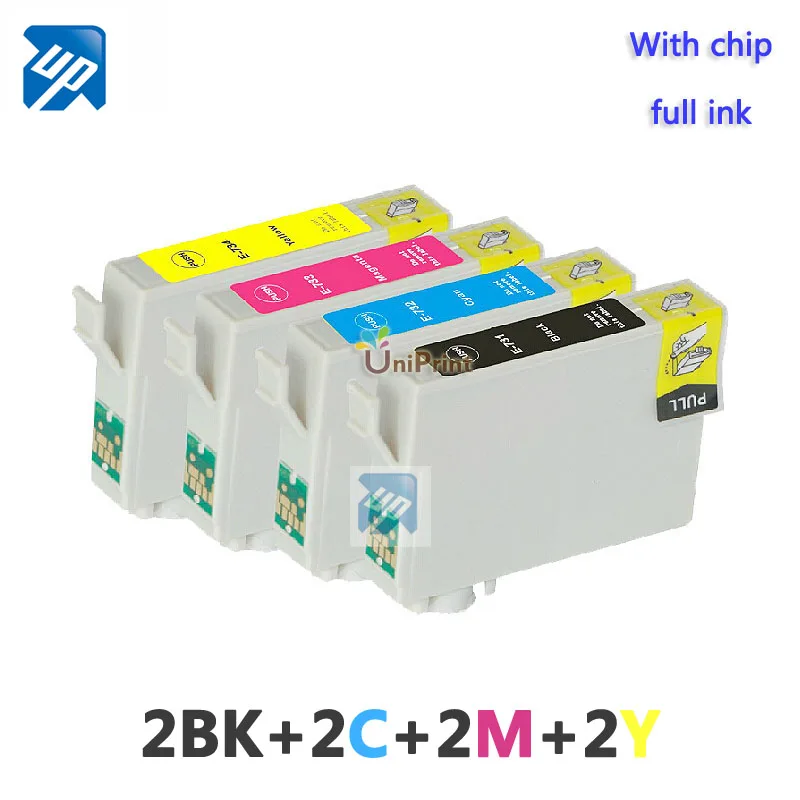 8x чернильный картридж T0731 T0732 T0733 T0734 73N для EPSON TX110 TX200 TX210 TX410 принтер с чипом полный