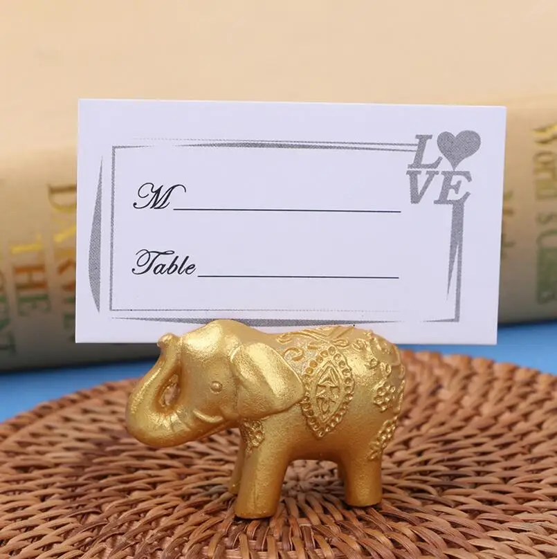 

Свадебная вечеринка пользу принадлежности для украшения стола счастливый золотой слон карточка с местом для указания имени держатель LX3643