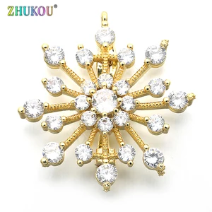 34*36 мм латунные застежки ручной работы с фианитами для самостоятельного изготовления ювелирных изделий, золотородий, отверстие: 0,5 мм, Модель: VK43