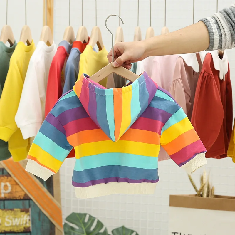 Одинаковая одежда для мамы и дочки Осенняя модная толстовка с капюшоном радугой