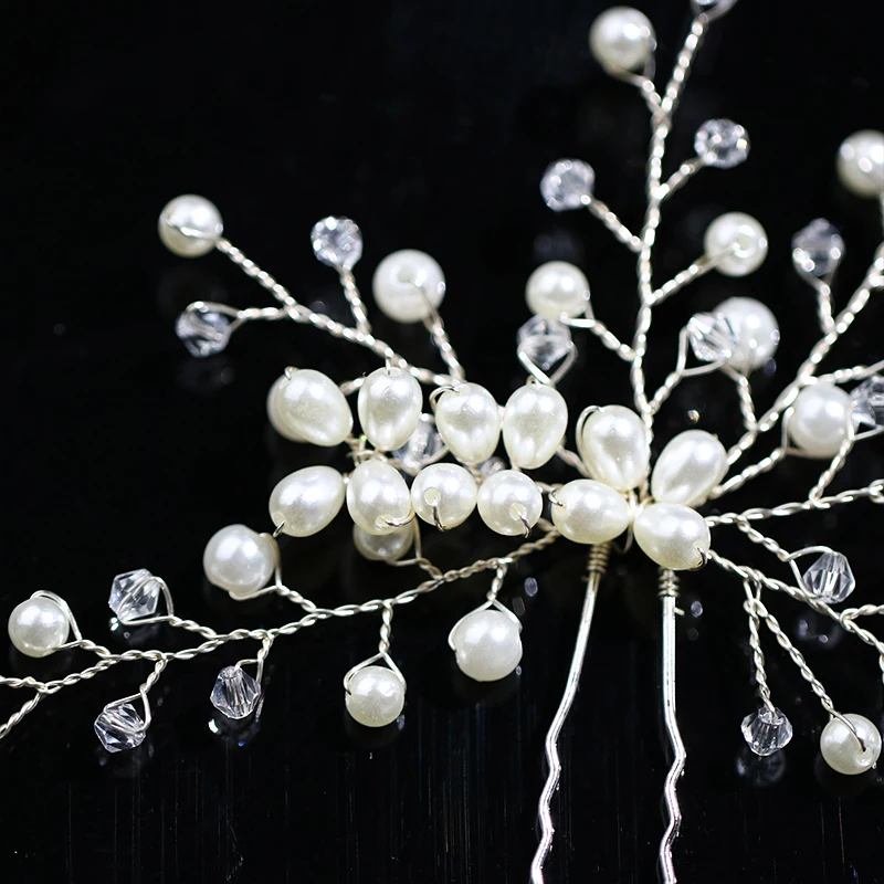Винтаж crystal Pearl волос палочки Заколки свадебный головной убор волосы украшения и