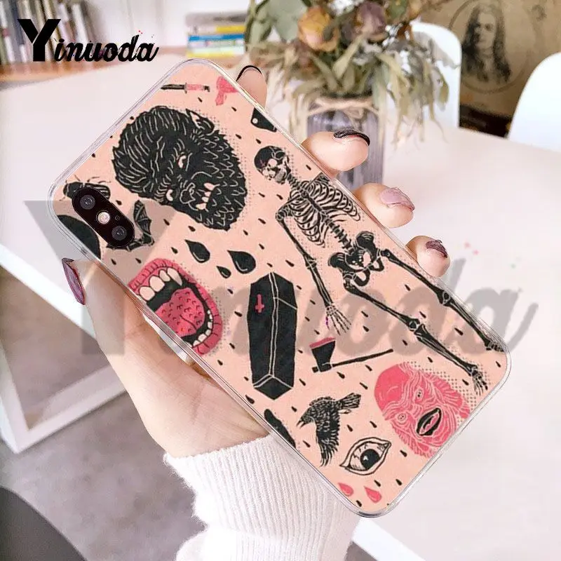 

Yinuoda Girly Pastel Witch Goth Transparent Phone Cover Case for iPhone 8 7 6 6S Plus X 5 5S SE XS MAX XR11 11pro 11promax